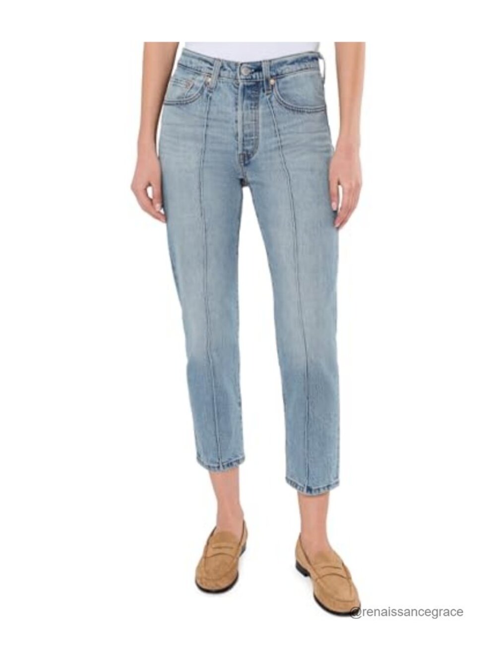 Levi's 501 Crop High Rise Cropped Wide Leg Jeans